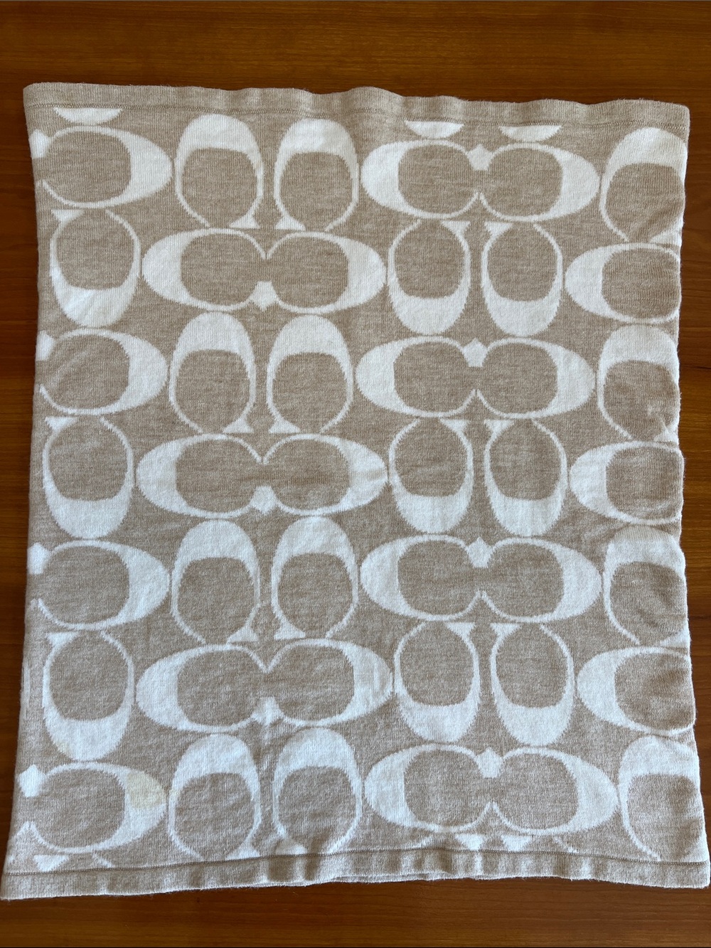 Coach Beige & White Signature Jacquard Neck scarf, wrap, cowl
